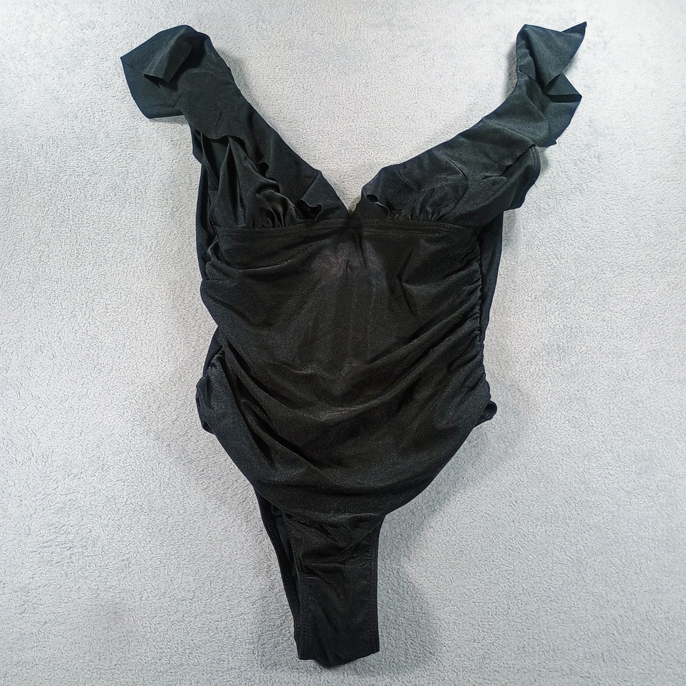 Unbranded‎ Womens One Piece Swimsuit Black Small Ruffle Ruched Bodice